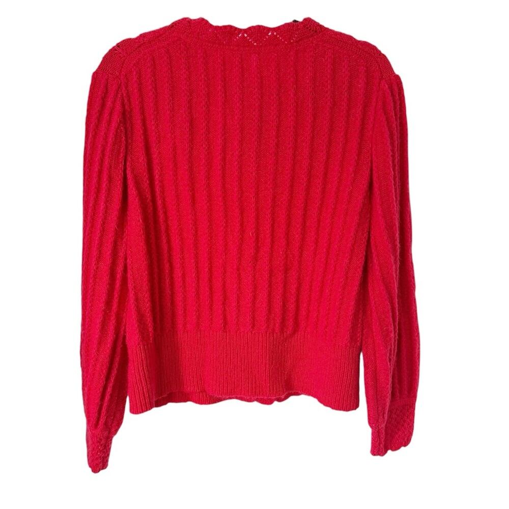 Sundance Bright Red Cable Knit Cardigan - Picture 3 of 8